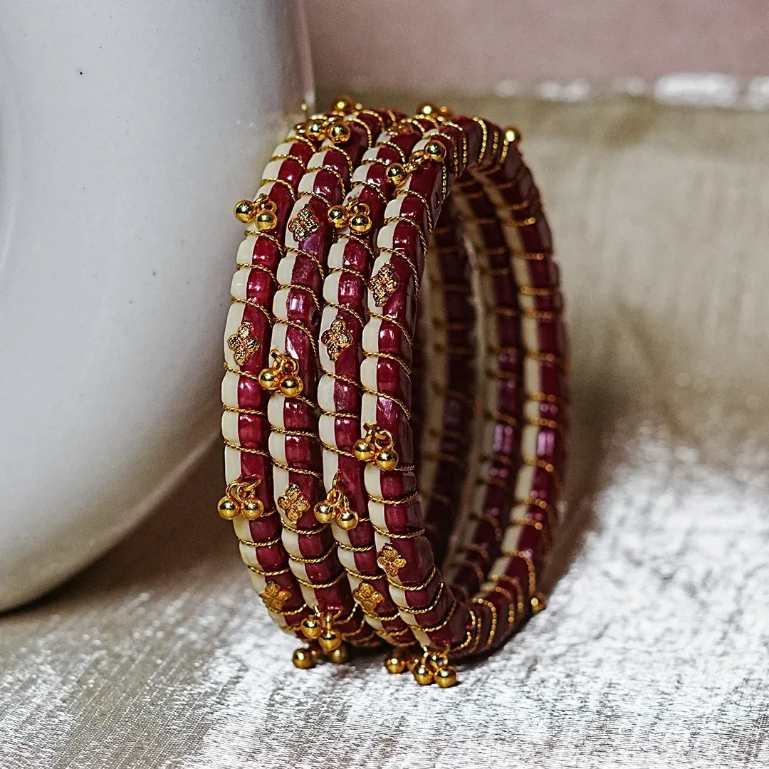 Lightweight Ghungroo Style Acrylic Kada for Women (Pack of 4) - The Golden Cascade